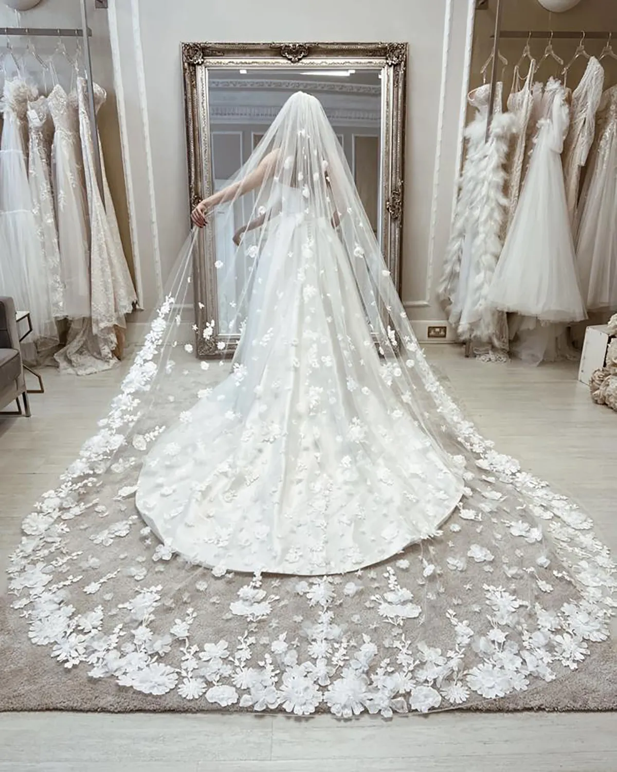 Gorgeous Tulle Cathedral Wedding Veil With Lace Applique Gorgeous Tulle Cathedral Wedding Veil With Lace Applique