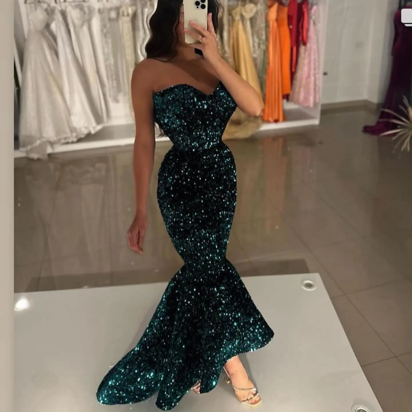 chinese dress ladies Stylish Long Emerald Green Mermaid Prom Dress Tight Formal Dress GDC1092 main image 1