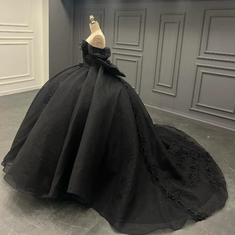 Black Shiny Off-Shoulder Quinceanera Dress with Lace Applique and Beads on  Tulle for Special Events from Dhgate Quinceanera Dresses - price 601.09