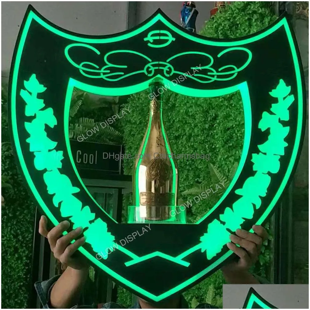 Dom Perignon Champagne Bottle Presenter LED Shield Neon Sign for