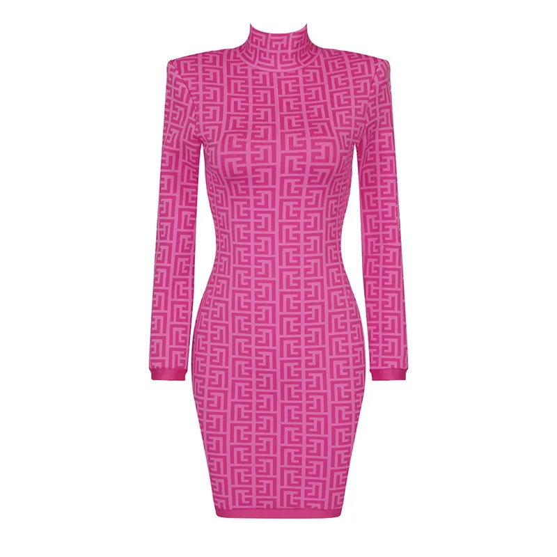 knee length dresses for ladies Structured Long Sleeve Mini Dress