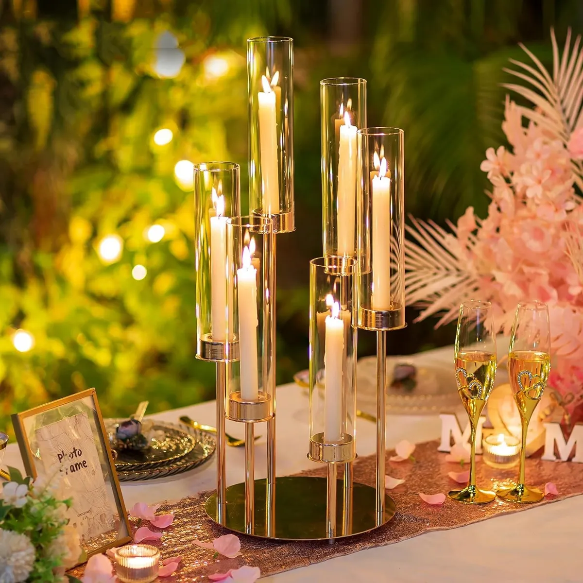 Candelador De Candelabra De Huracán Elegante Candelabro De Metal De Oro De  6 Brazos Con Vidrio De Cristal O Cubiertas Acrílicas Para Velas Con Cónico,  Decoración Navideña De Chimenea De 26,08 € | DHgate, image size:1200x1200