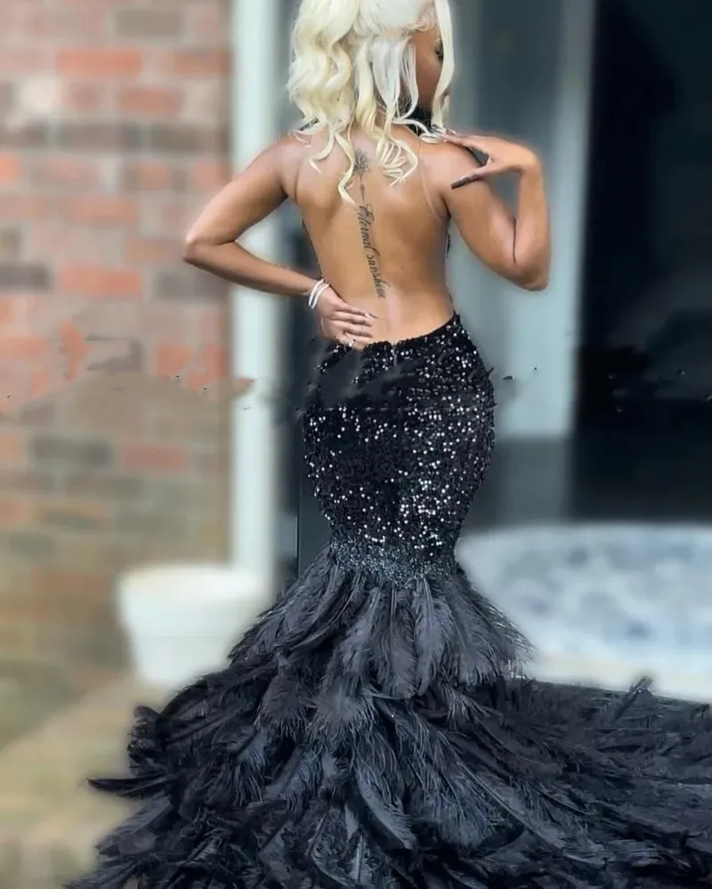 Feathers Prom Dress Women Crystal Backless Sequin Mermaid Trumpet Gown with  Sweep Train and Jewel Neckline from Dhgate Prom Dresses