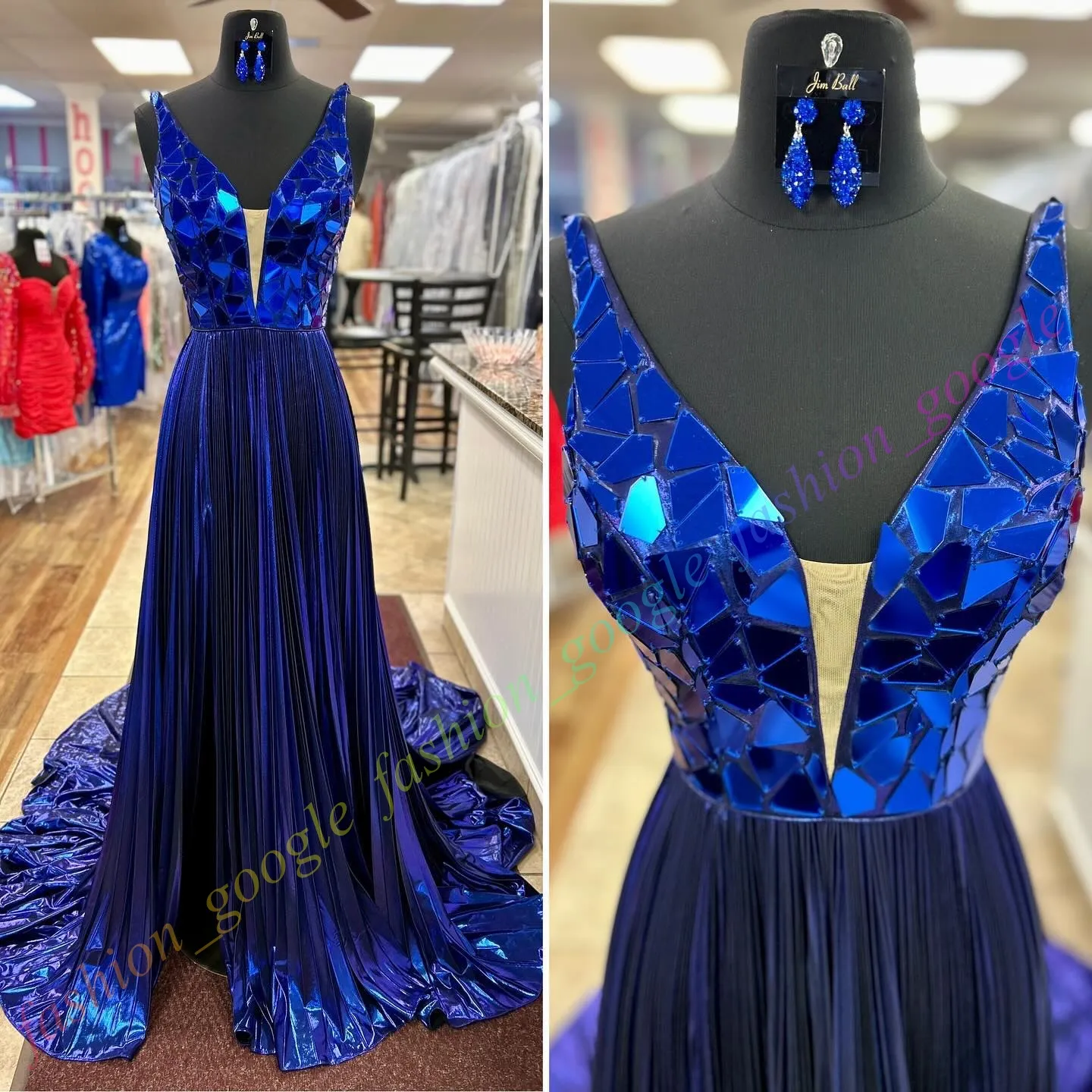 Metallic Gold Prom Dress with V-Neck, Beading, Cut Glass Mirror, and  Floor-Length Skirt Slit for Formal Events from Dhgate Designer Occasion  Dresses - price 121.23