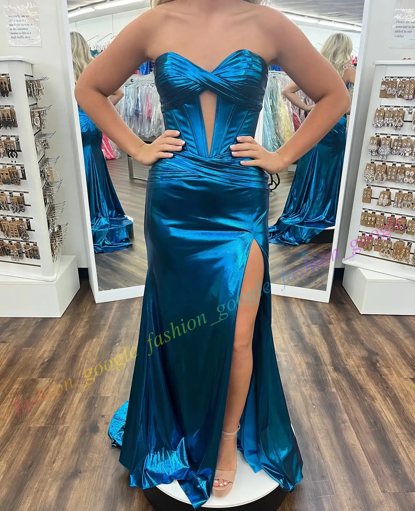 green emerald velvet dress Sherri Hill Rhinestone Corset Ruched Prom Dress 56430 Royal / 8 main image 0