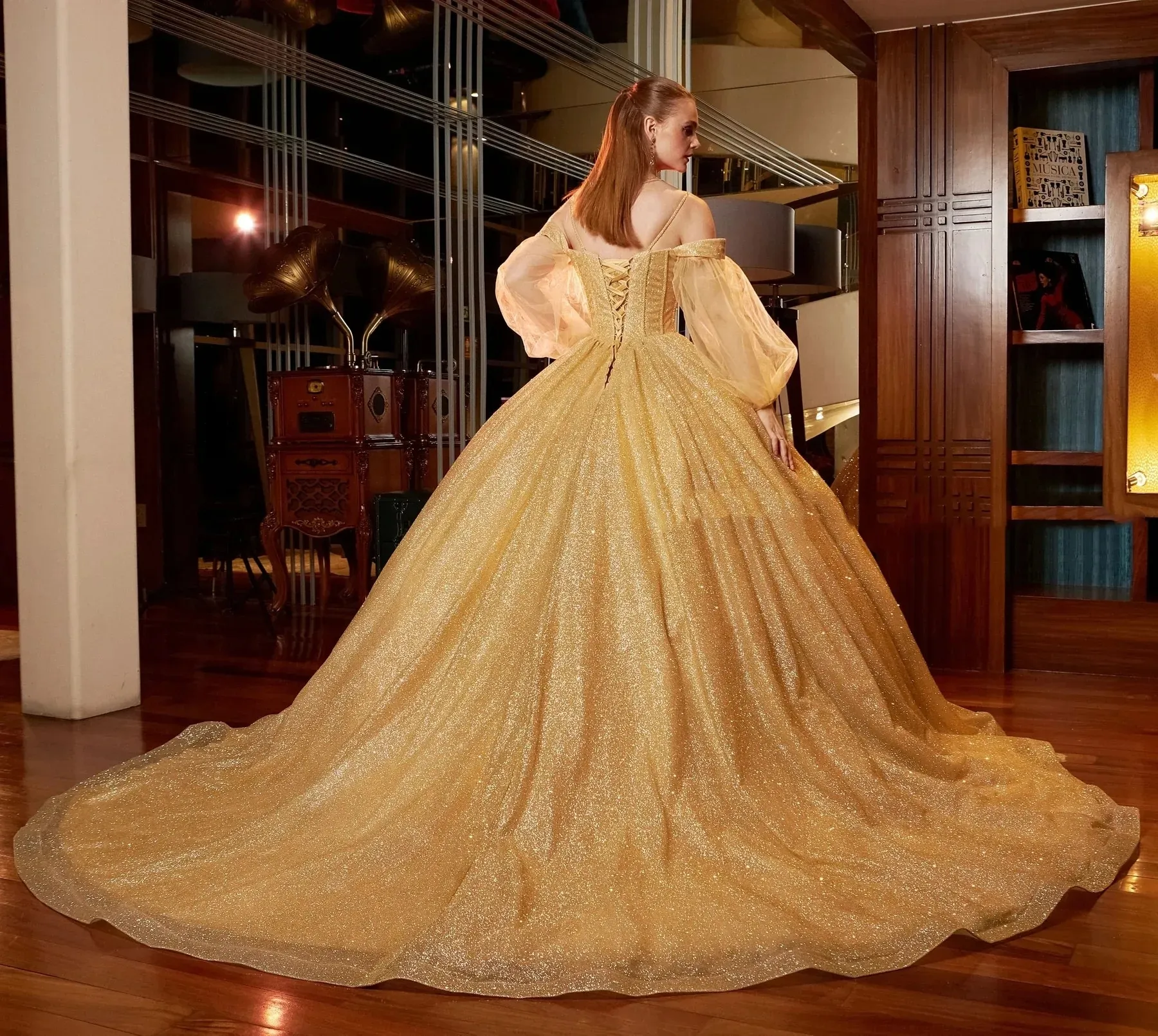 Gold Mexican Quinceanera Ball Gown Dress with Spaghetti Straps and Sequined  Sweetheart Neckline, Court Train, Lace-up Back from Dhgate Quinceanera  Dresses - price 165.51