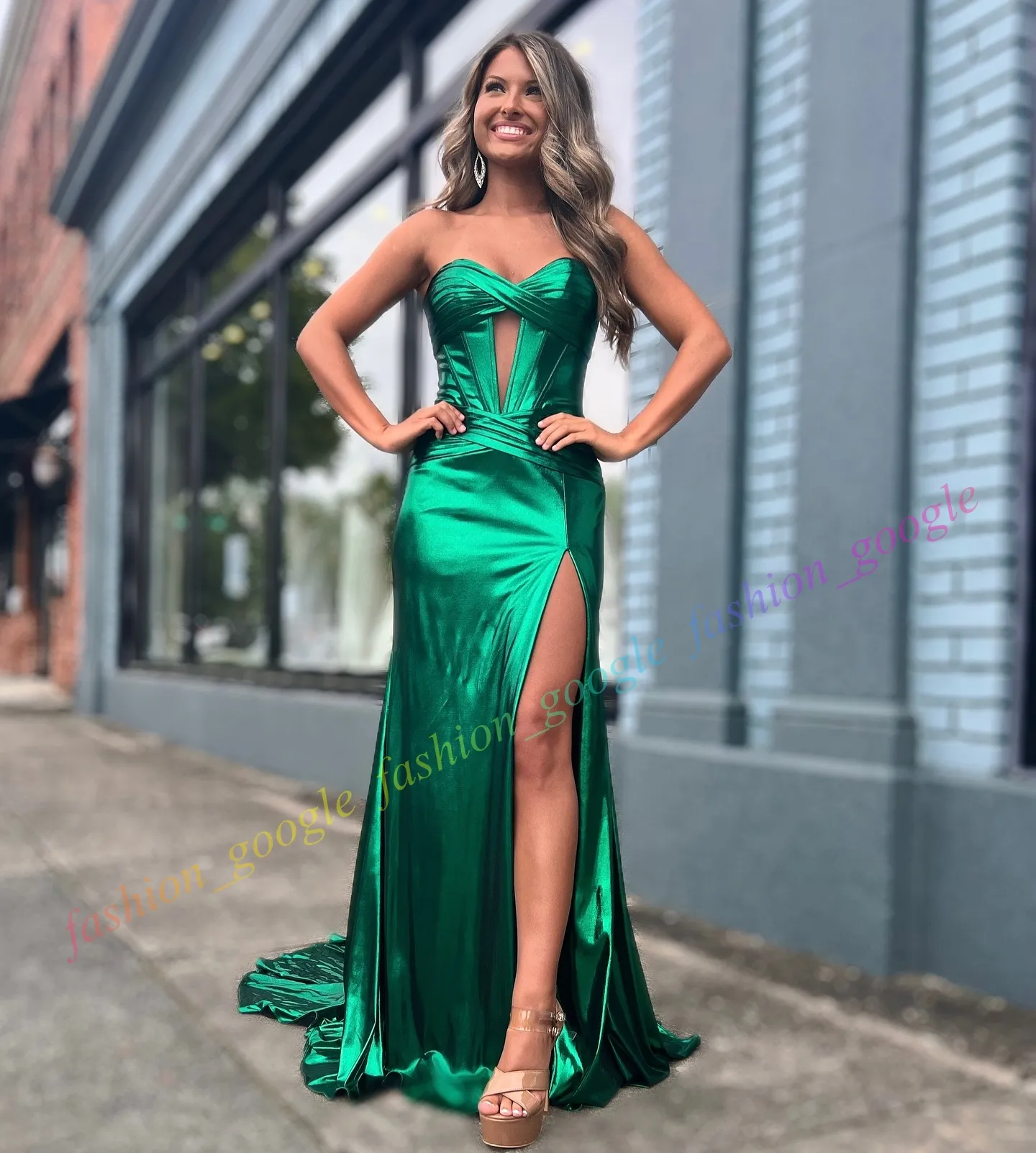 navy blue dress for baby girl Hot Pink Strapless Keyhole Pleated A-Line Prom Dress – Modsele main image 0