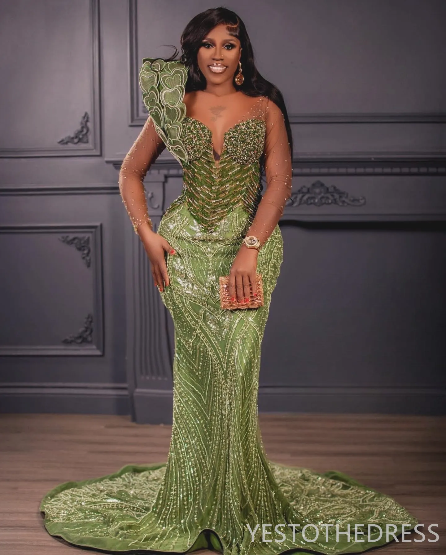 green evening dresses south africa Womens Long Sleeve Maxi Tier Dress main image 0