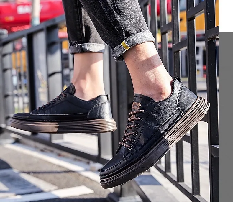 Bulk Brown Sneakers For Men Leather Casual Shoes Brown  display picture 1