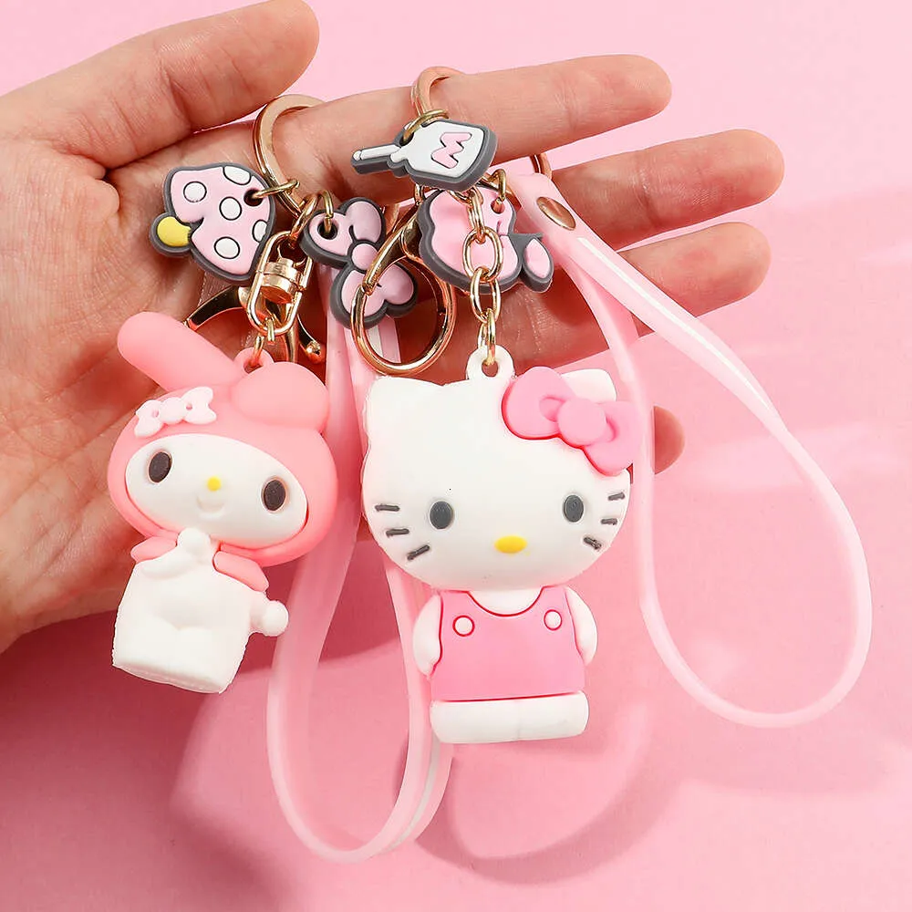 Kawaii Keychain Cute My Melody Keyring Girls Anime Cinnamoroll Pompom Purin Pendant Keychains Children Toys Gifts