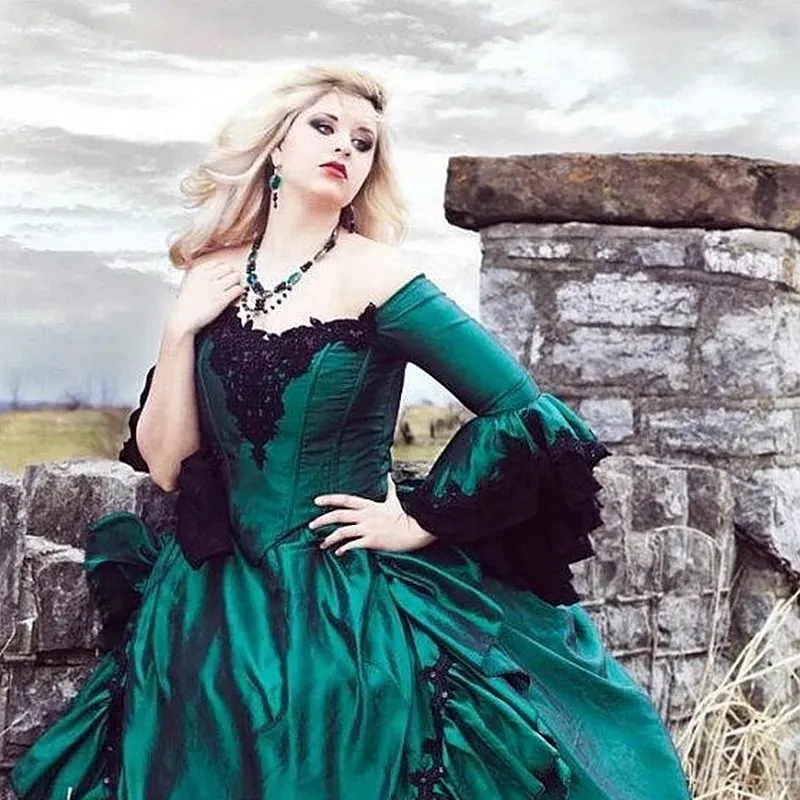 green emerald velvet dress LAYERED GOLD LACE BALL GOWN CD15711 main image 1