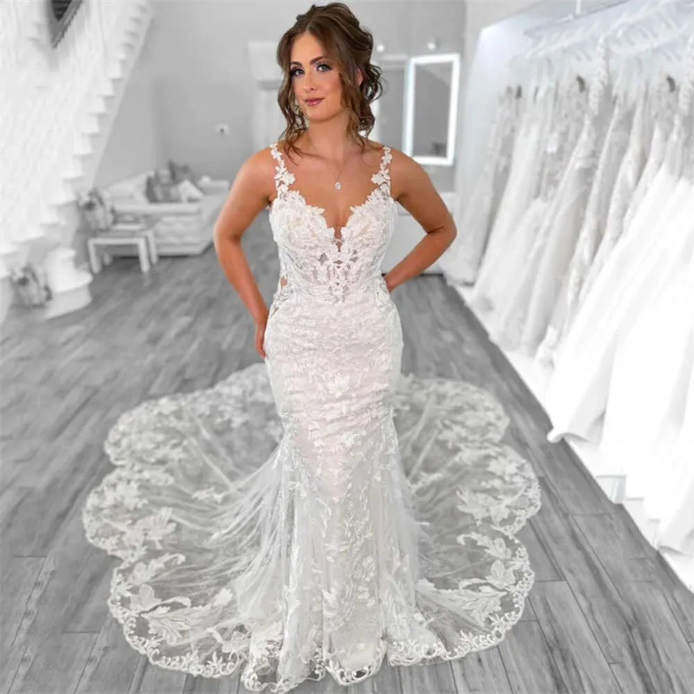 chinese dress ladies White Spaghetti Straps Open Back Lace Beach Wedding Dresses, MW212