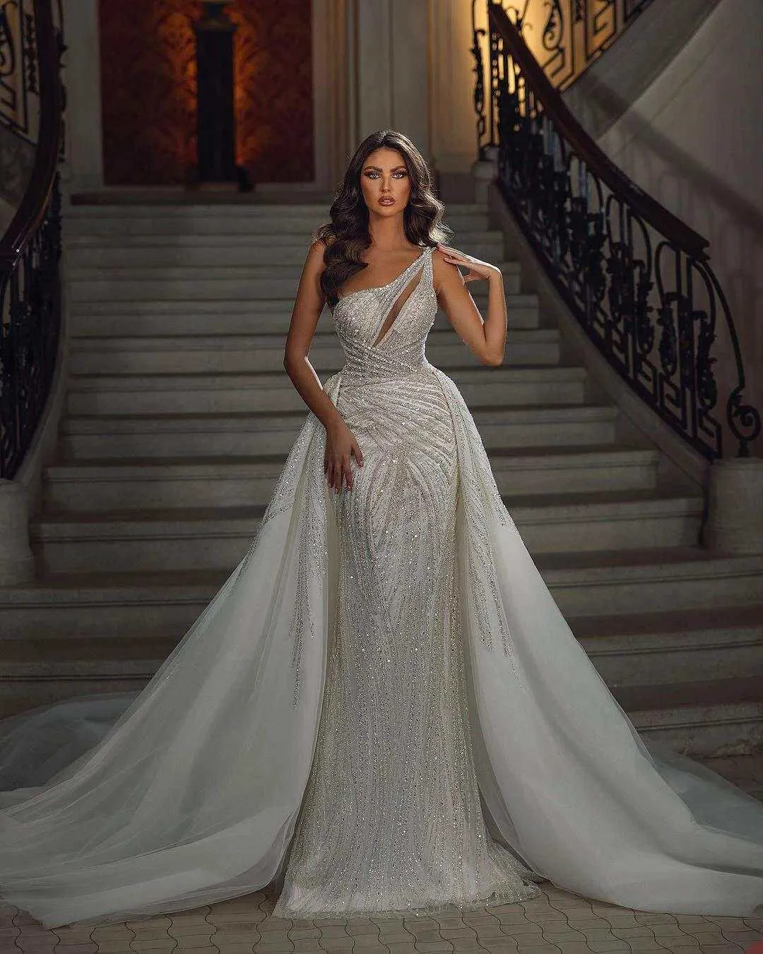 strapless open back dress One Shoulder Satin Finish Maxi Dress in Champagne main image 0