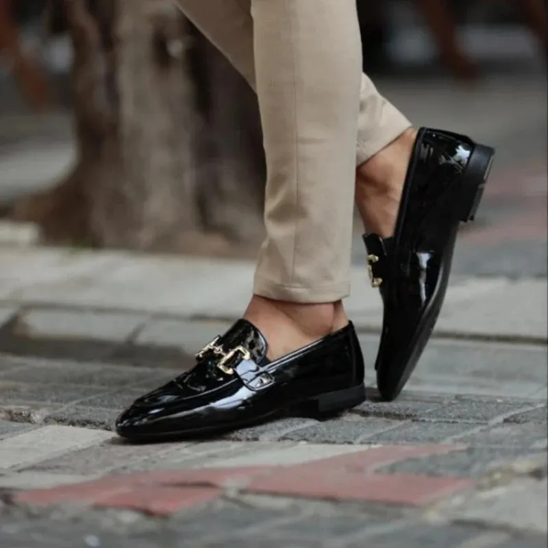 leather dress loafers Penny Loafer Black Antique