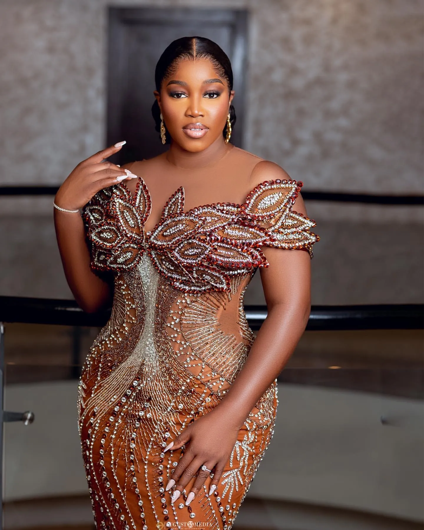Plus Size Brown Mermaid Prom Dress Floor-Length Sequined Crystal Beaded Lace-Up  Back from Dhgate Prom Dresses - price 903.52
