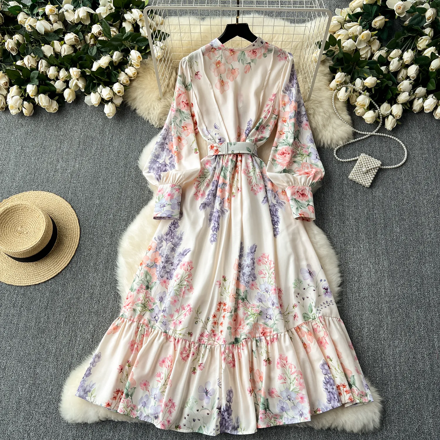 yellow mini dress long sleeve Aurelie Lace Trim Linen Mini Dress