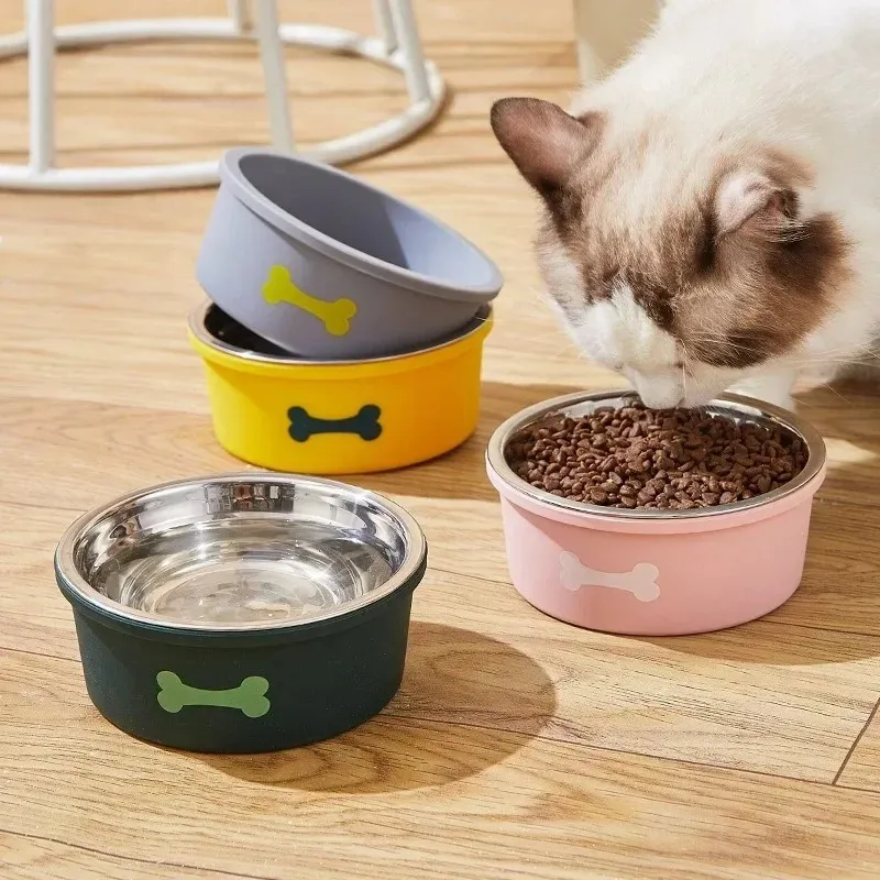 Non Slip Stainless Steel Cat Food Bowls Customized Color Cat Bowl