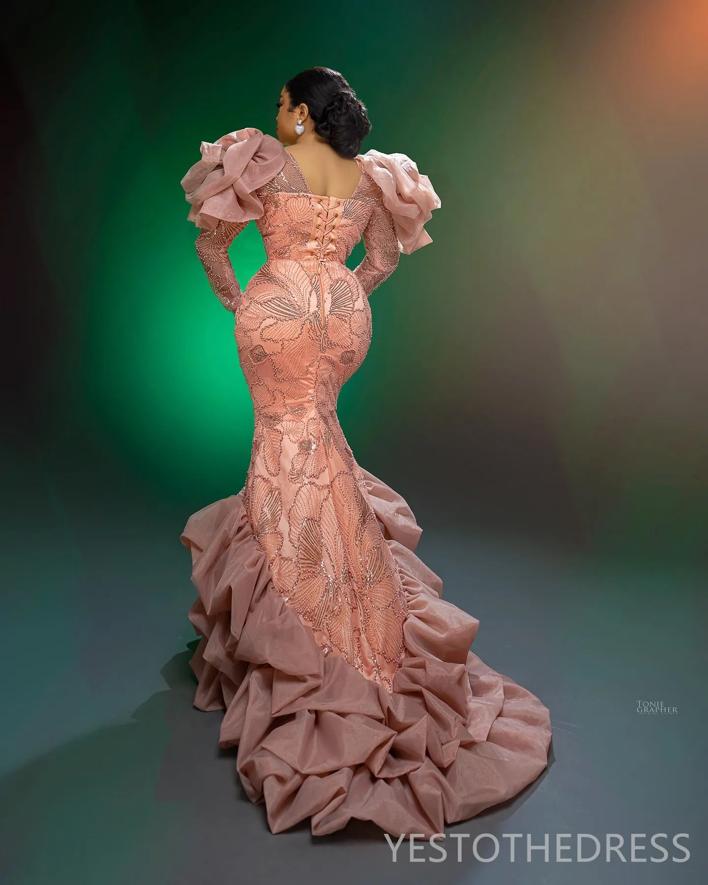 Plus Size Watermelon Mermaid Prom Dress with Sheer Neck and Beaded Lace  Long Sleeves for 40th Anniversary and Birthday from Dhgate Prom Dresses -  price 327.98