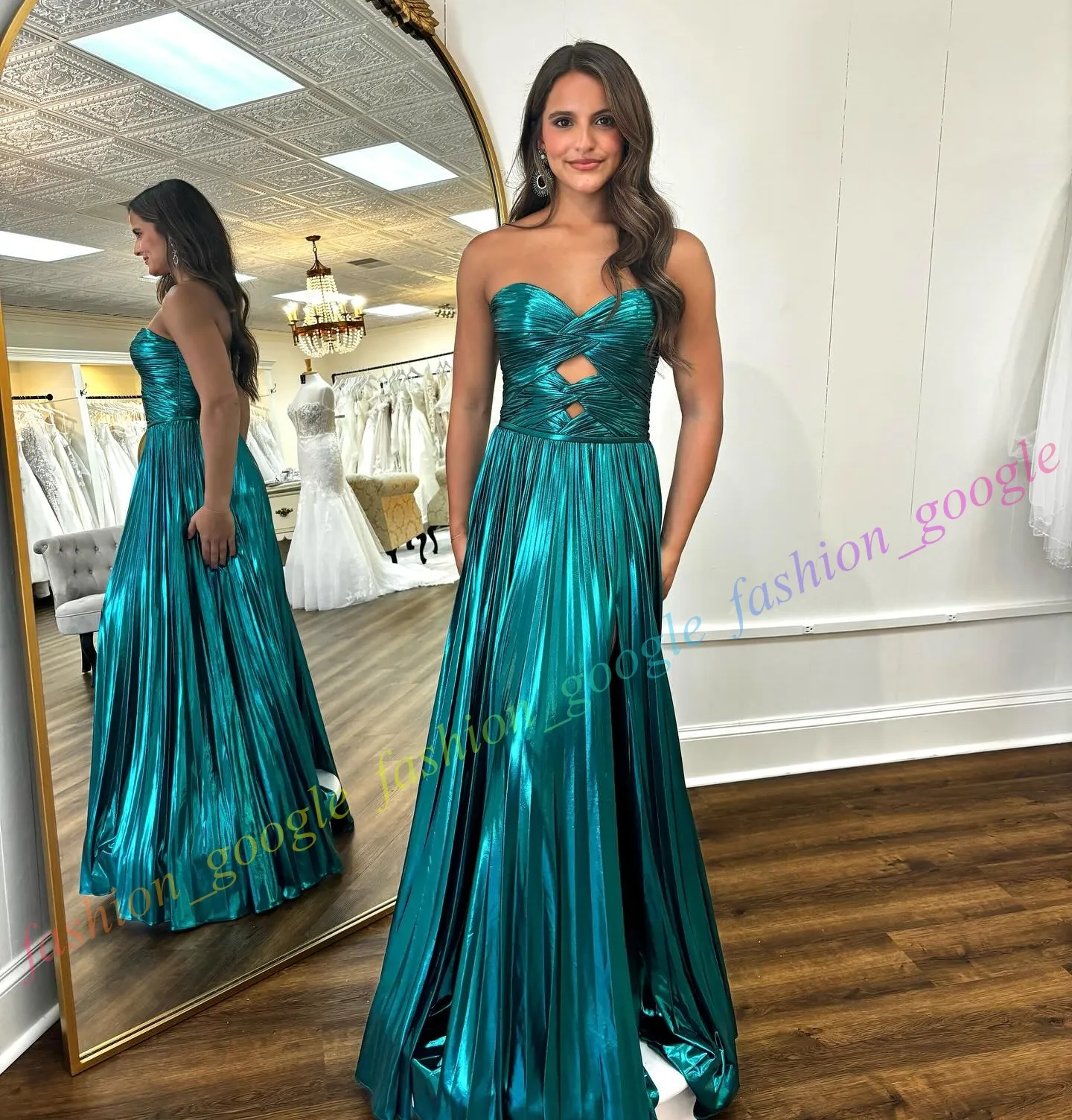 Emerald Metallic Prom Dress Strapless Pleat A Line... From Fashion_google, $106.99 | DHgate.Com Emerald Metallic Prom Dress Strapless Pleat A Line... From Fashion_google, $106.99 | DHgate.Com