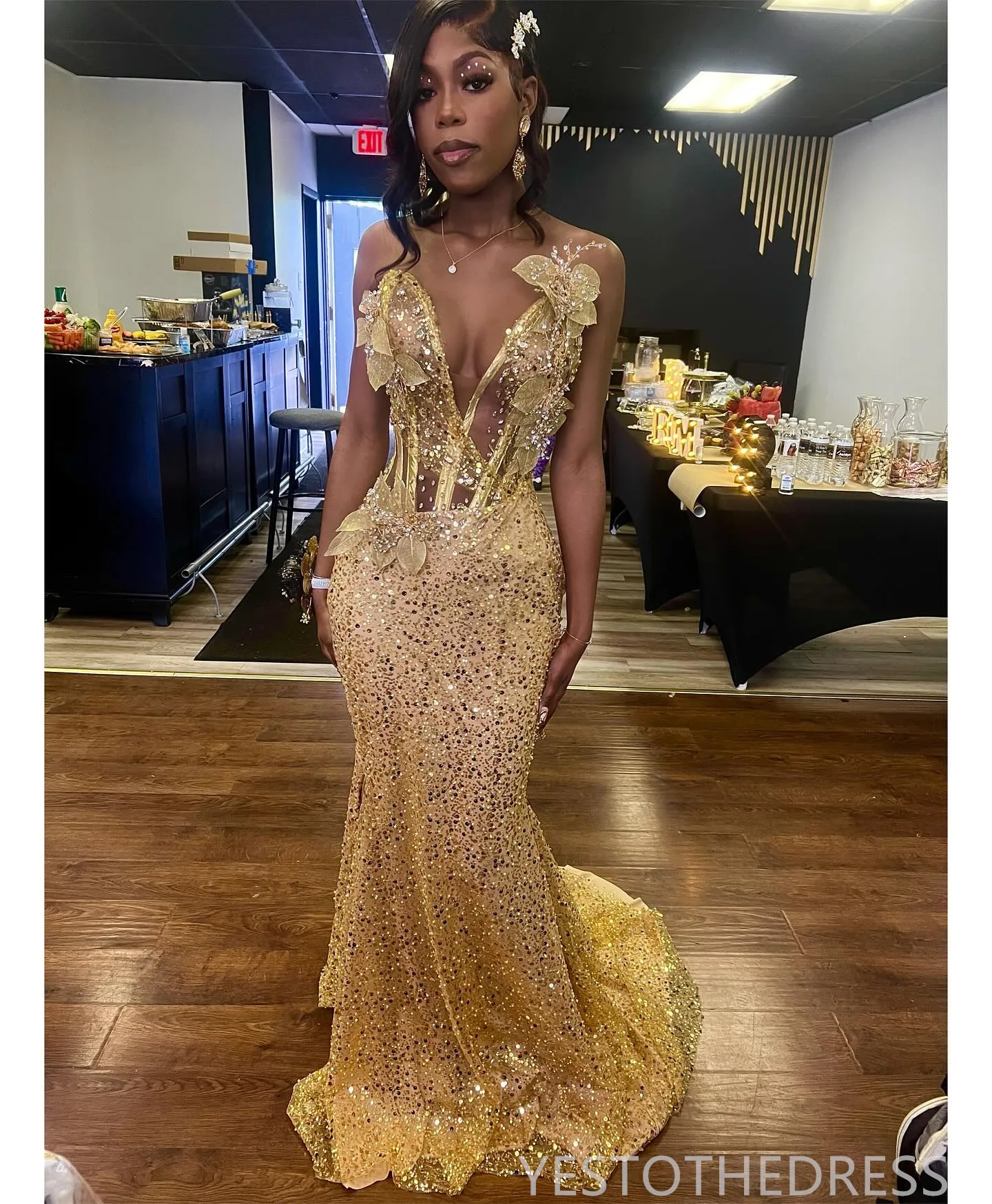 Gold Mermaid Gold Sparkly Prom Dress With Sweetheart Neckline And Sequined Lace Detailing Perfect For Black Womens Evening Events And Birthdays AM1137 From Babynice888 143.23 DHgate.Com