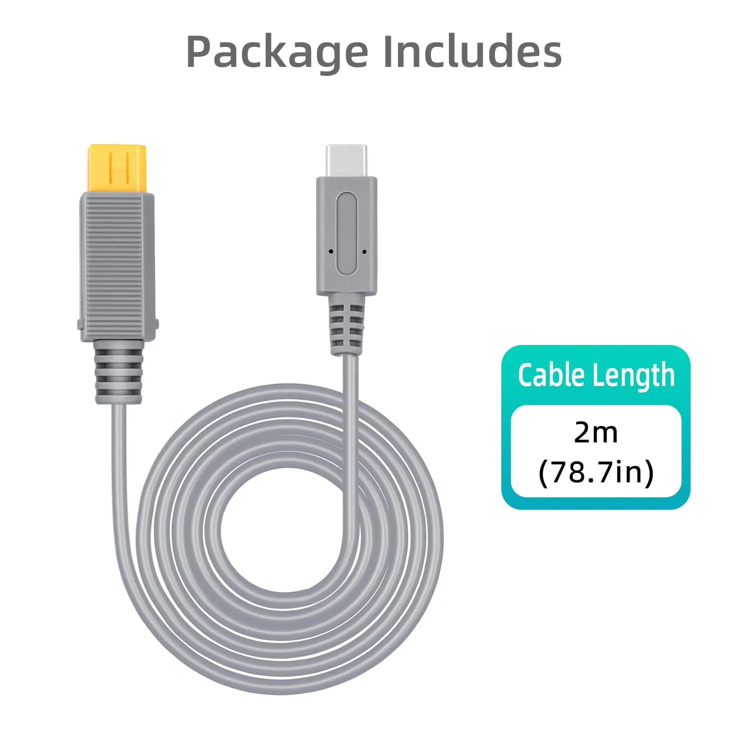 2m Type C Power Charge Cable For Wii U Work With A 35w65w Power
