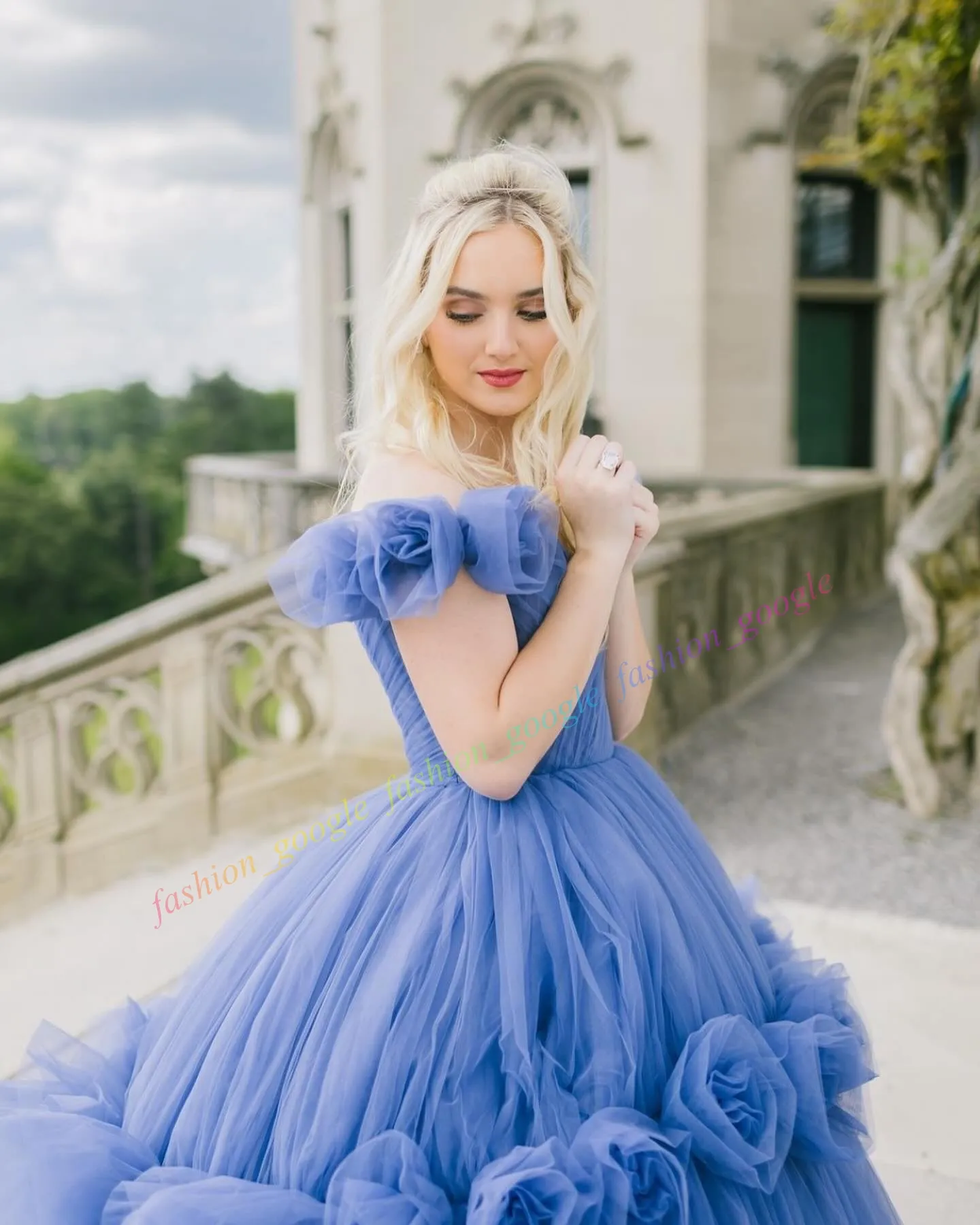 Long Off Shoulder Tulle Dress by Cinderella Divine CD0172