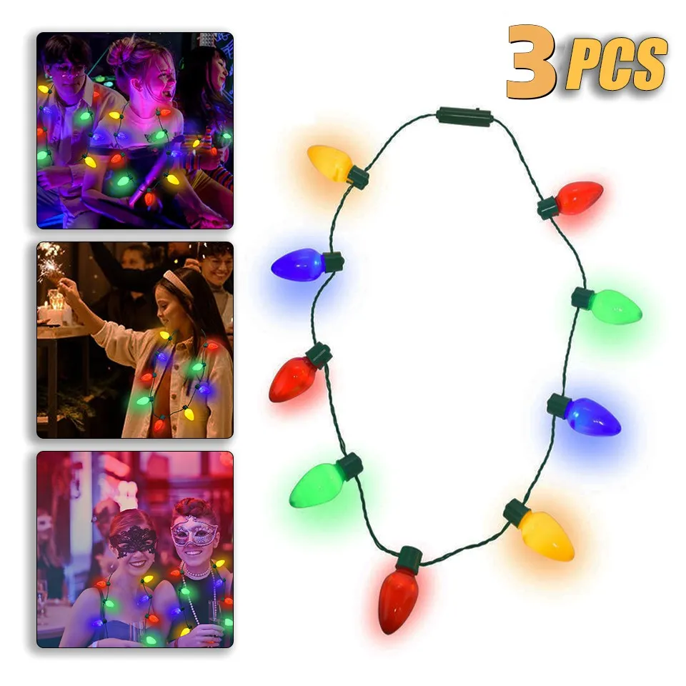 Christmas Light Up Christmas Garland Necklace Colorful Christmas