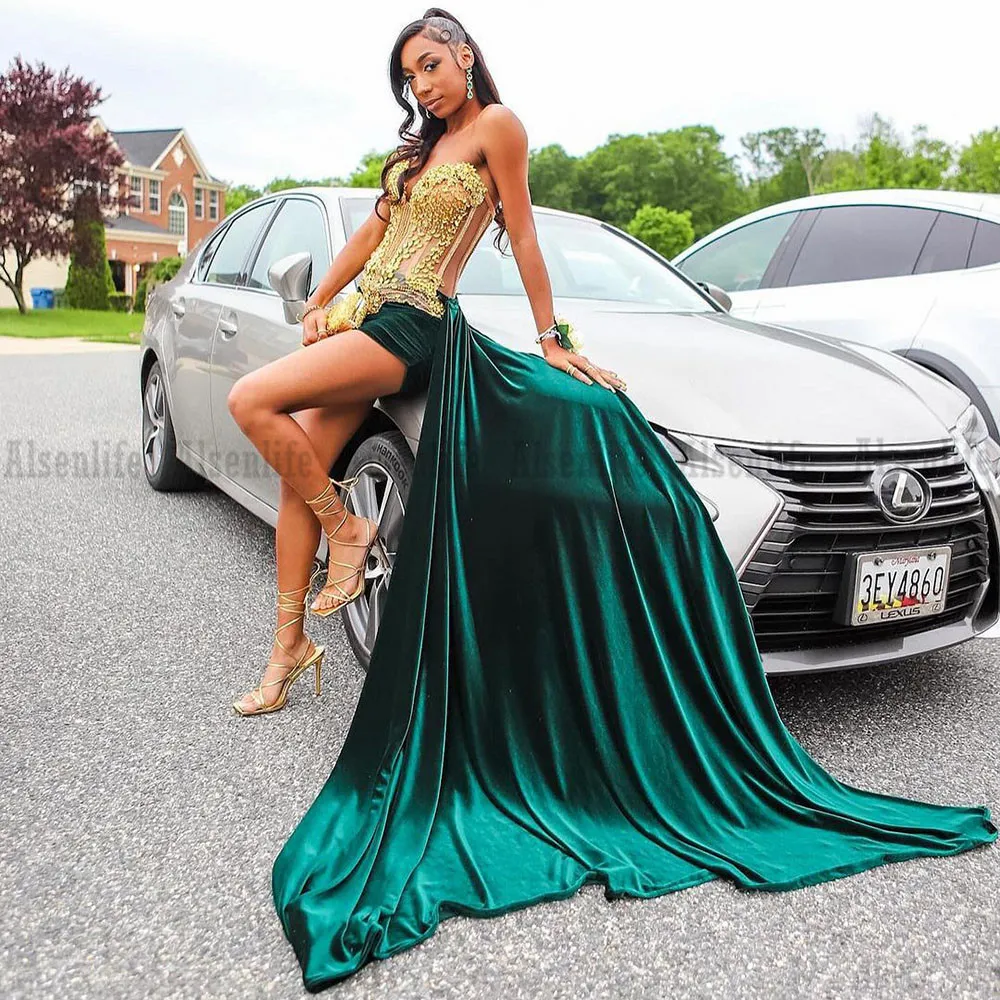 Dark green graduation dress hotsell
