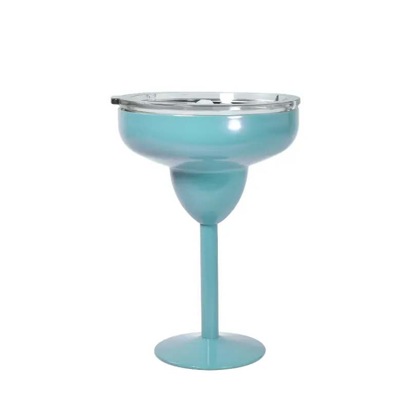 AGH 2 Pack Stainless Steel Margarita Tumblers - 10oz Insulated Martini Glasses With Lid For Cocktails, Purple