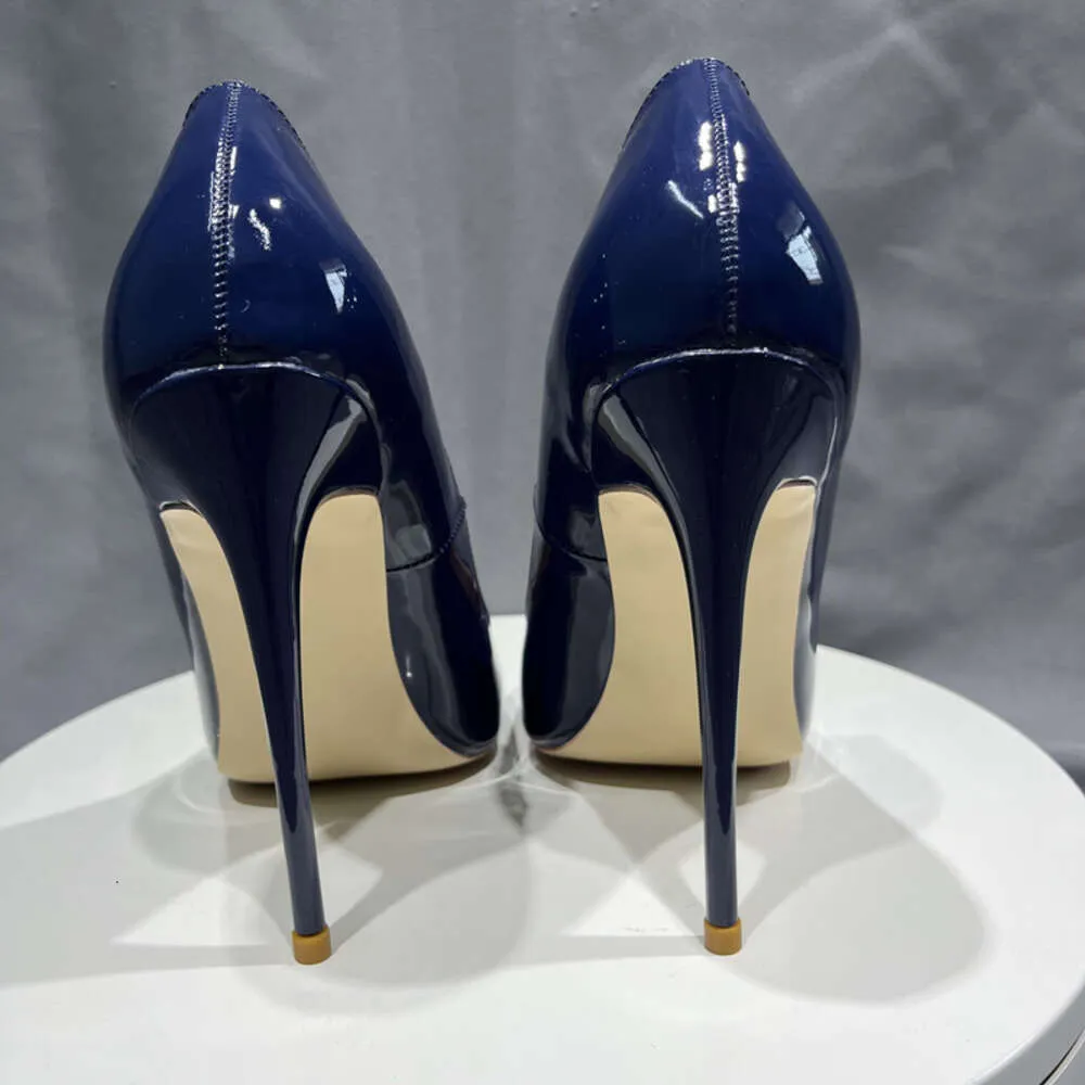 Patent Navy Blue Stiletto Heels Patent Leather Blue Stiletto Pumps - Main Image