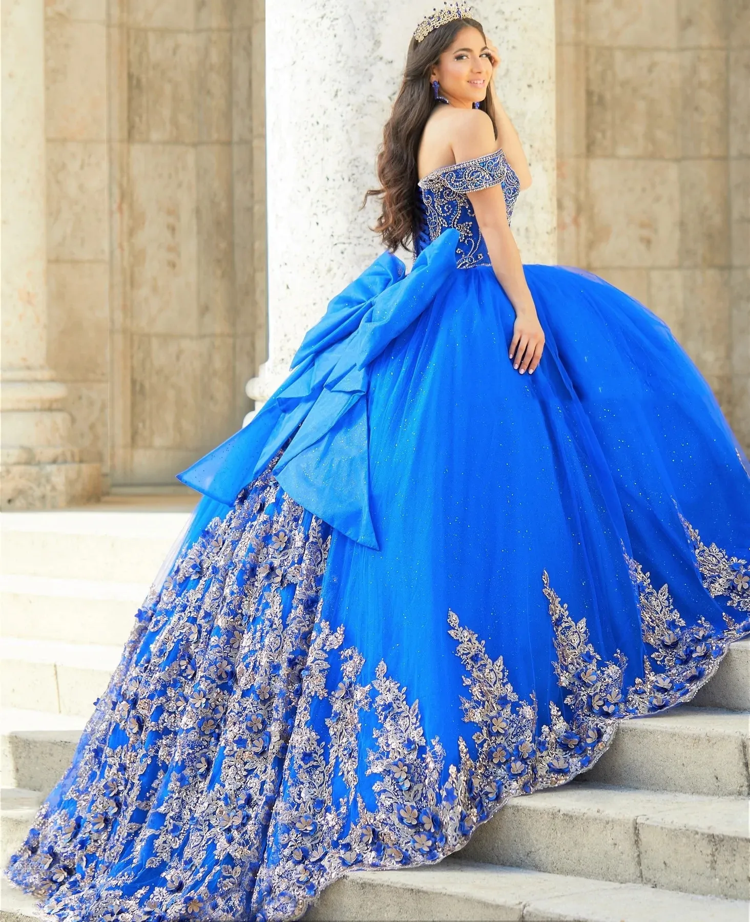 Save Big on Bulk Royal Blue Mexican Quinceanera Dresses Royal Blue Mexican  Quinceanera Dresses Ball Gown Off The Shoulder Tulle Lace Beaded Puffy