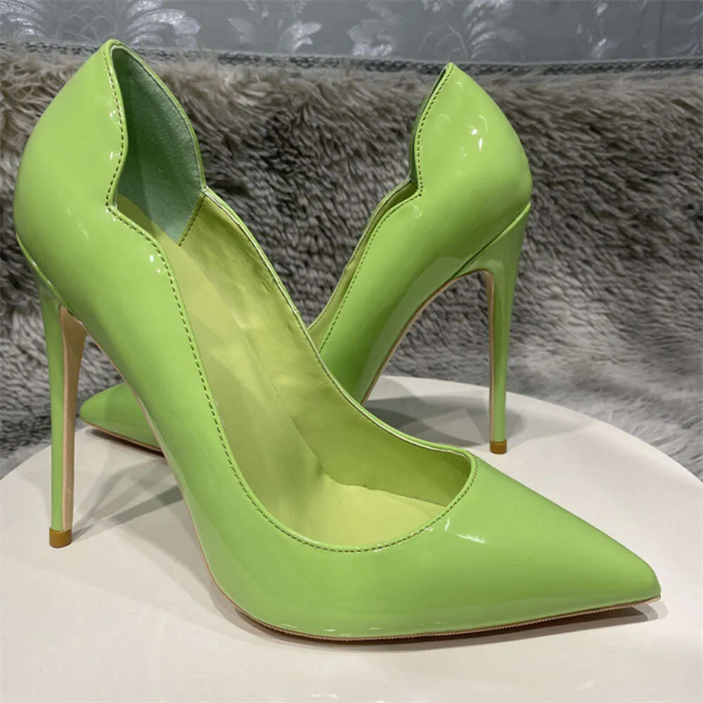 靴 pointed-CURLS / GREEN & LIGHT GREEN Women Pumps Light Green Cut Out Pointed Toe Stiletto Elegant