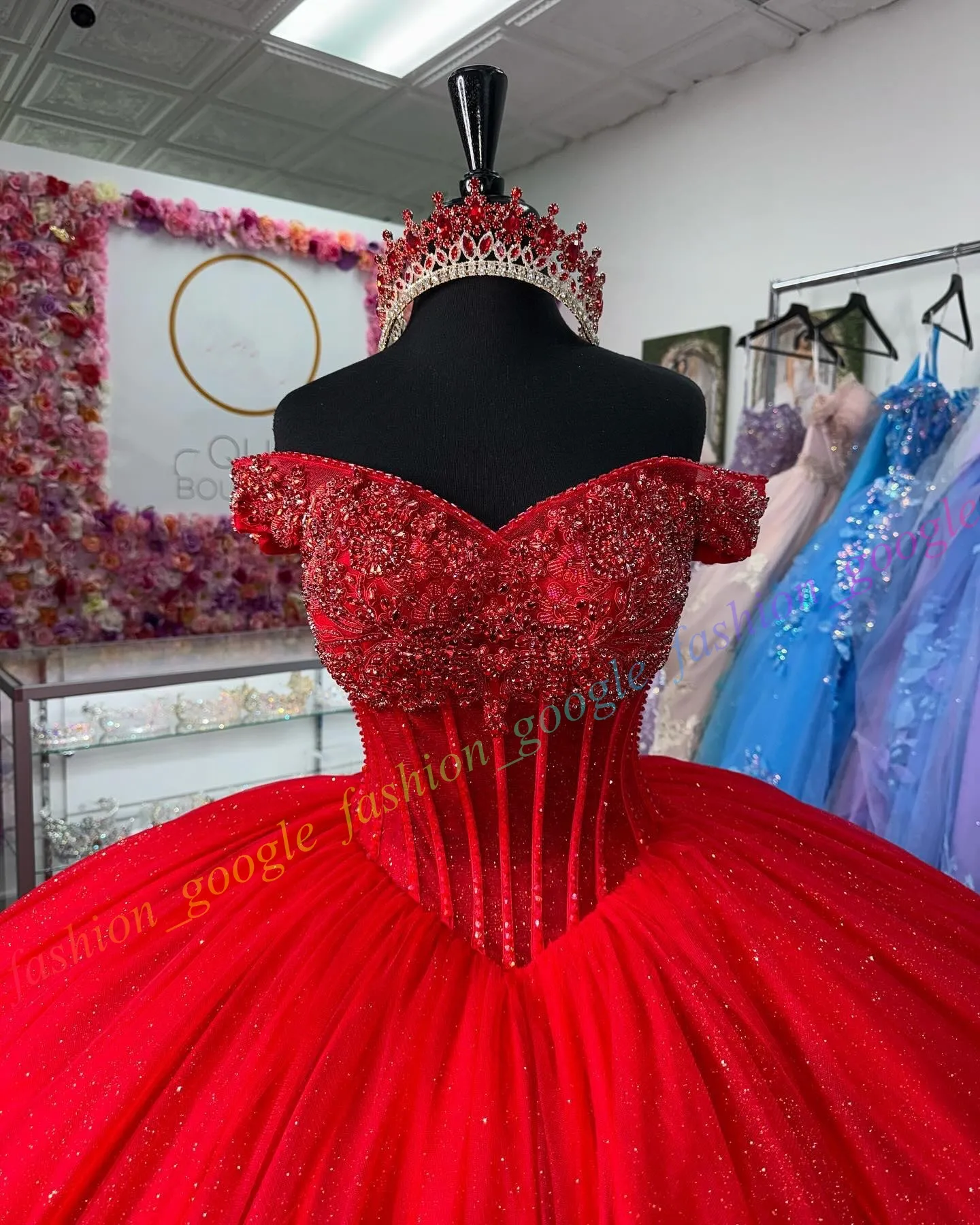 Sparkling Quinceanera Dress with Shimmering Glitter Tulle AB Stones Ball Gown for 2024 Sweet 15 16 Birthday Party