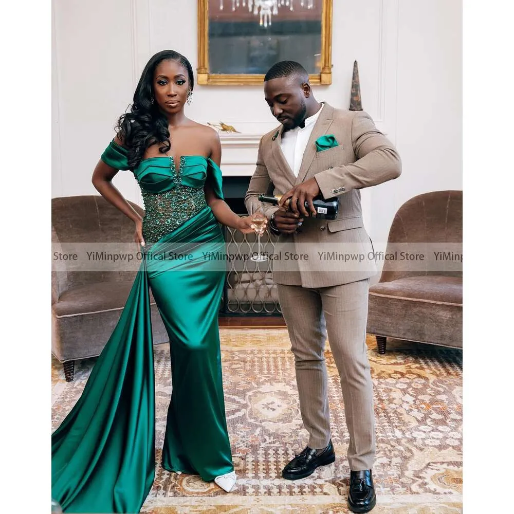 slim fit dress slacks Elegant Long Dark Green Beading Off-The-Shoulder Prom Dress with Sleeves