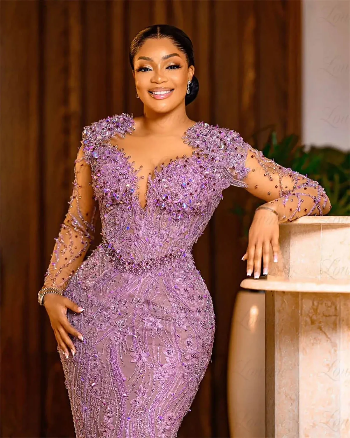 Purple Sequined African Mermaid Lilac Mermaid Prom Dress With Beading And Illusion Long Sleeves For Plus Size Women Perfect For Engagement Party And Evening Events From Greatvip 254.08 DHgate.Com