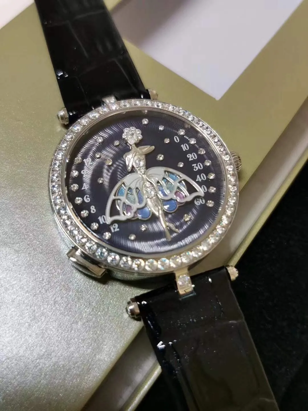 Classic Ballet Dancer Leather Quartz Watch Crystal Angel Wing Design ...