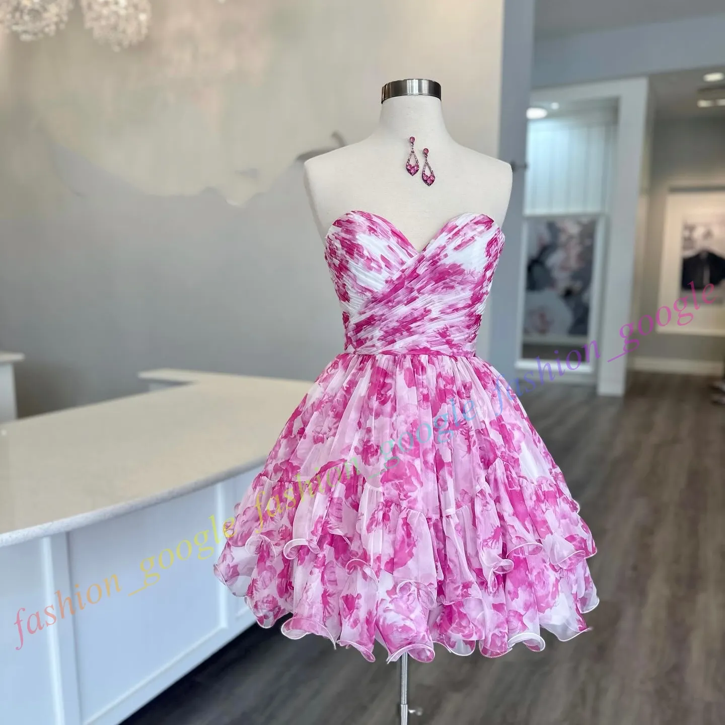 Floral Print Pink Babydoll Cocktail Party Dress with Ruffled Chiffon, Sleeveless Sweetheart Neckline, Short A-Line Semi Formal Gown from Dhgate In Stock Special Occasion Dresses - price 106.99 Floral Print Pink Babydoll Cocktail Party Dress with Ruffled Chiffon, Sleeveless Sweetheart Neckline, Short A-Line Semi Formal Gown from Dhgate In Stock Special Occasion Dresses - price 106.99