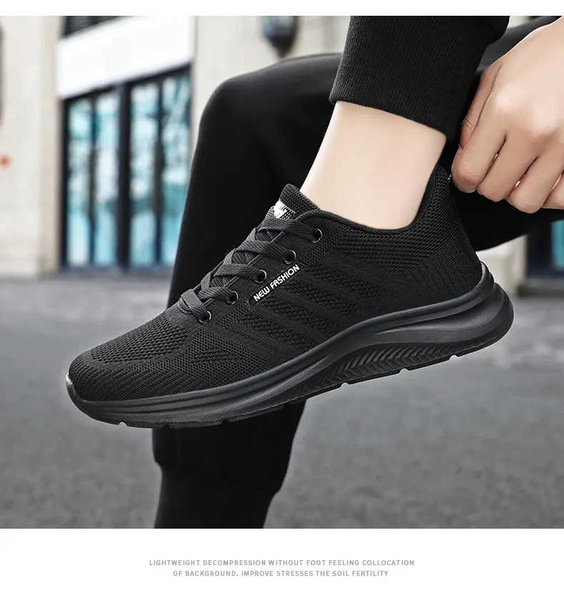 Nye Simple Mænd Sports Athleisure Letvægts åndbare løbere Tennissko Sort Gratis forsendelse_voghion.com