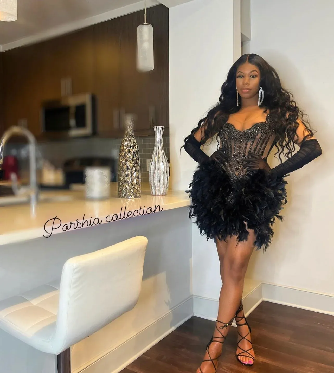 Feathered Crystal Short Cocktail Dress with See-Through Mesh for African American Prom and Party from Dhgate Prom Dresses - price 150.72 Feathered Crystal Short Cocktail Dress with See-Through Mesh for African American Prom and Party from Dhgate Prom Dresses - price 150.72