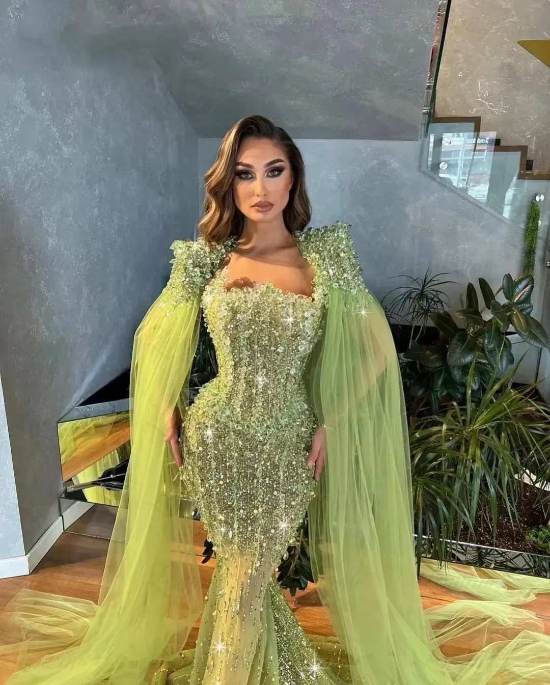 Grass Green Strapless Evening Dress with Crystal Beaded Tulle Sequined  Fabric and Court Train from Dhgate Evening Dresses - price 339.8