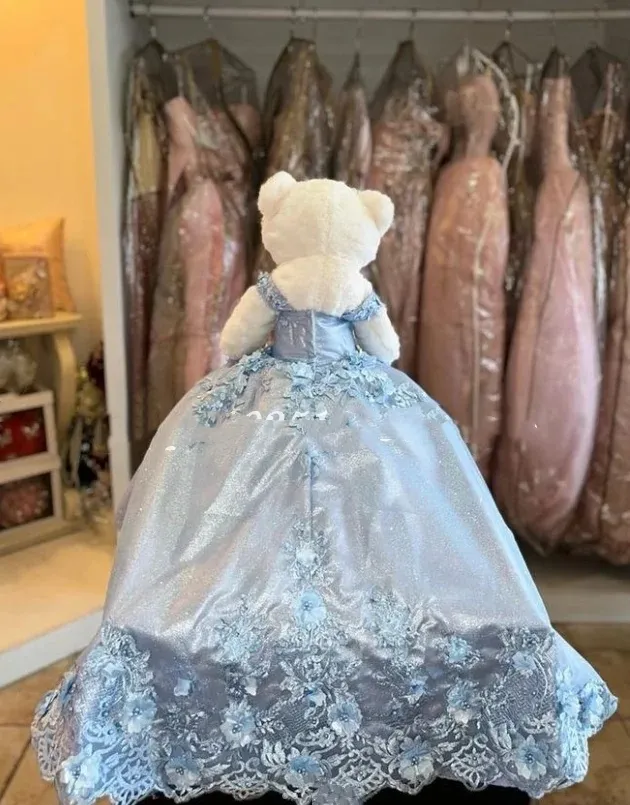 princess polly baby blue dress Personalized Quinceanera Teddy Bear Dress Strapless Ruffle Applique Tulle  Short Mini from Dhgate Flower Girls' Dresses