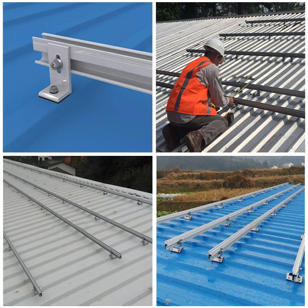 Adjustable Solar Roof Rail Mounting Rails With Mid And End Solar Clamp ...