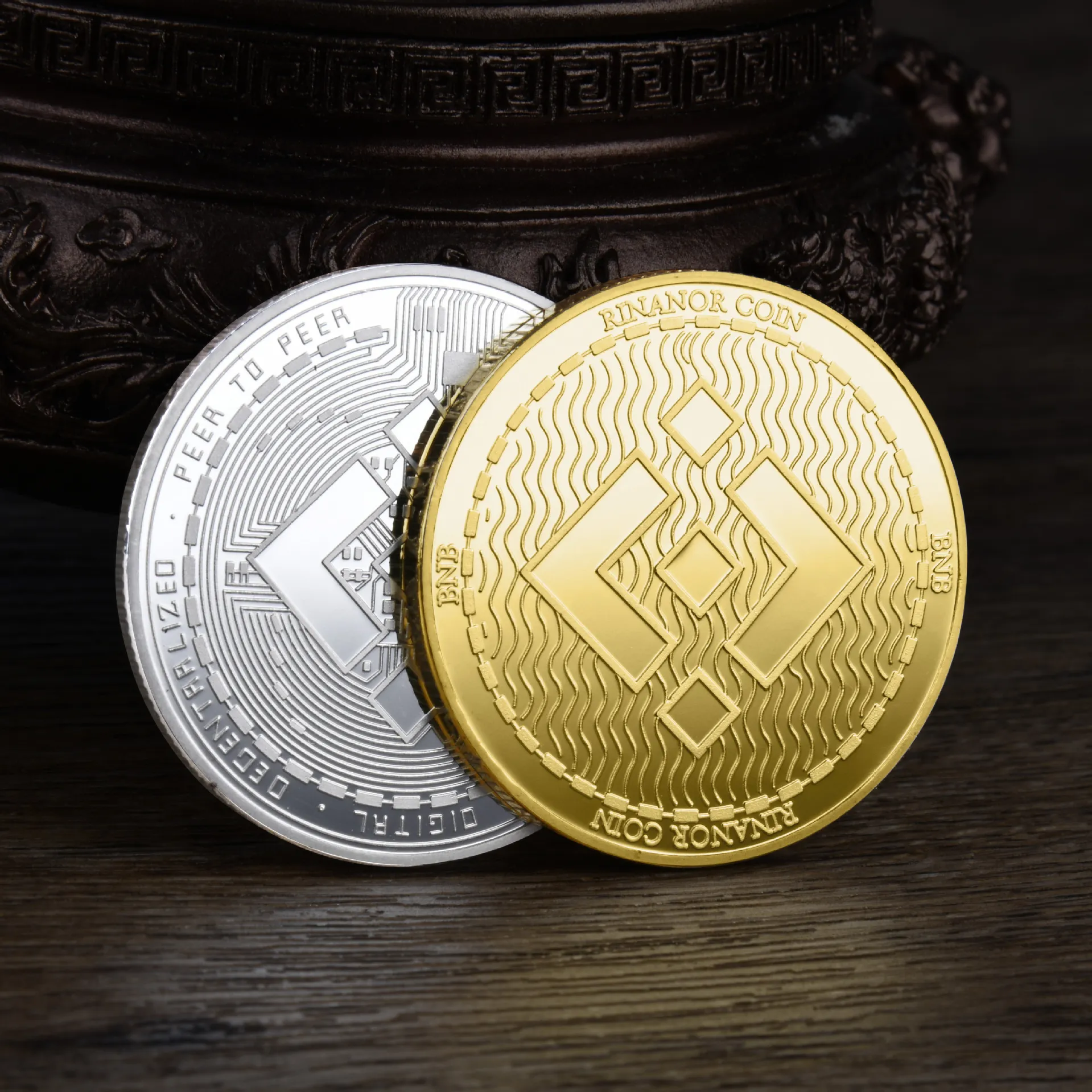 Gold Plated BNB Coin: Binance Crypto Commemorative Coin, Silver