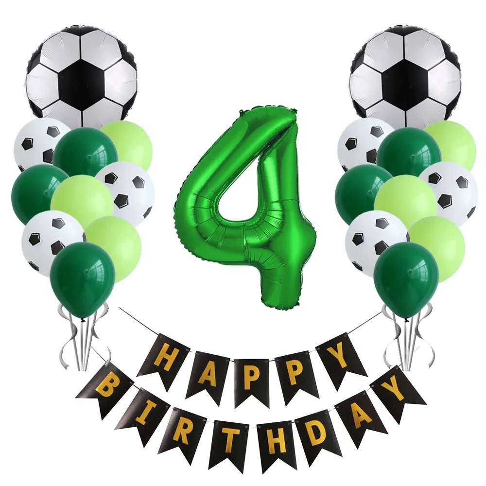 Soccer Birthday Decorations - 40 Inch Number 4 Balloons & Soccer Theme