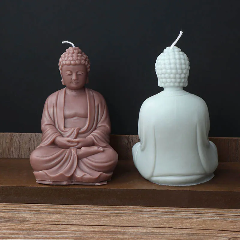 Big Size Buddha Head Candle Mold Scented Wax Mould Aroma Gypsum Resin Crafts Dec
