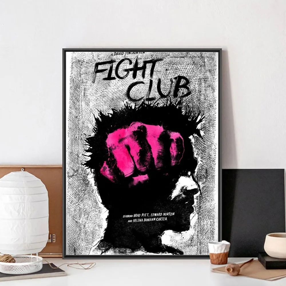 Framed Movie Posters Vintage Fight Club Kraft Paper Poster, Wall