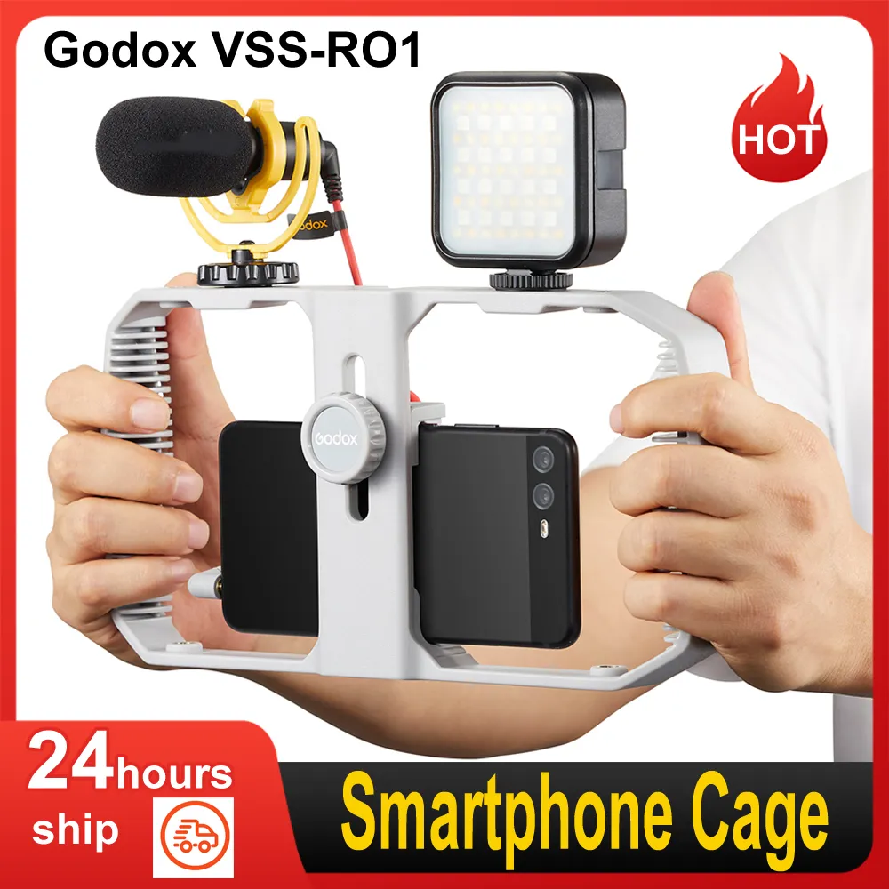 Godox VSS-RO1 smartphone Cage Video kit Handle Grip for iphone 15 14 13 12  MiniProPro Max X XR XS Max Smartphone Vlog Video