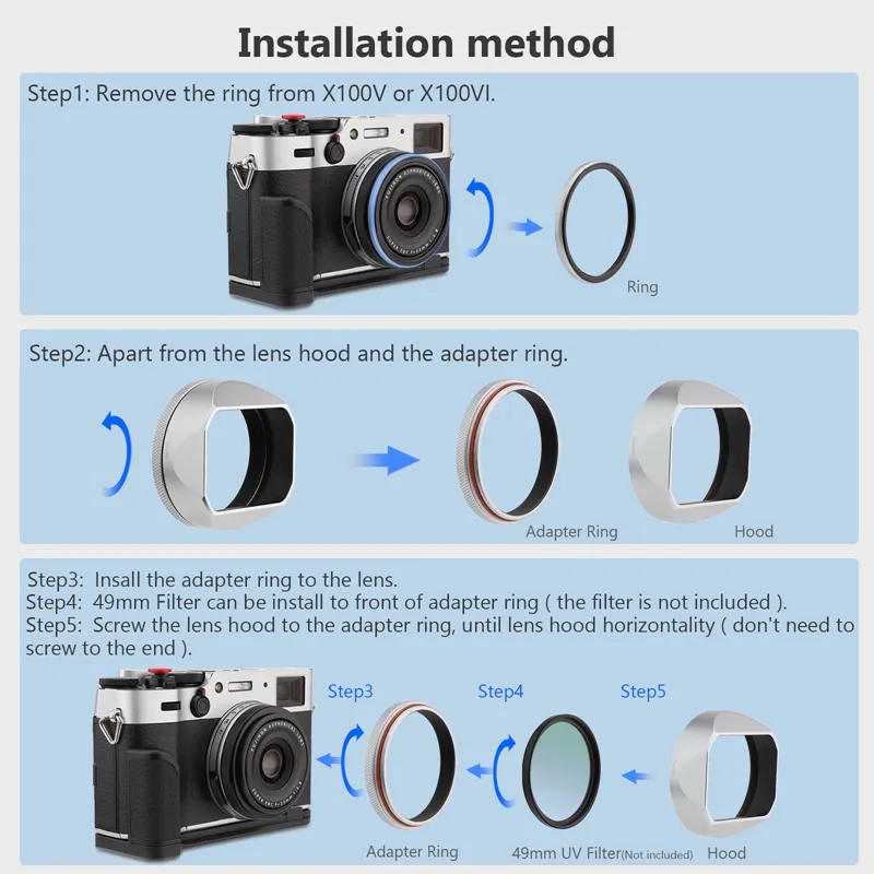 Light Shade Adapter Ring, Metal Square Lens Hood Kit... From Ddmydec ...