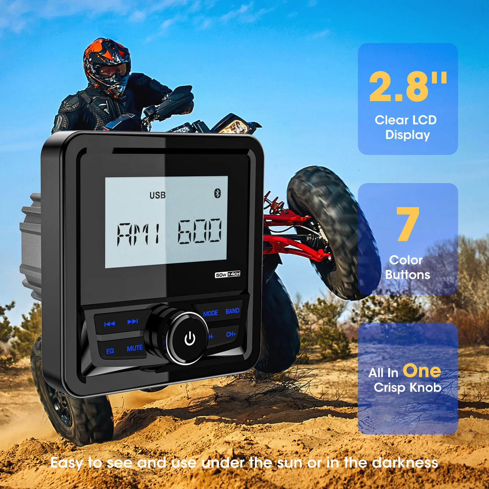 thumbnail interactive-video image 1 of Guzare NW-804-US Waterproof Bluetooth Marine Stereo - 4x45W, IP66, AM/FM, USB/AUX For Boat UTV ATV 1 of 5