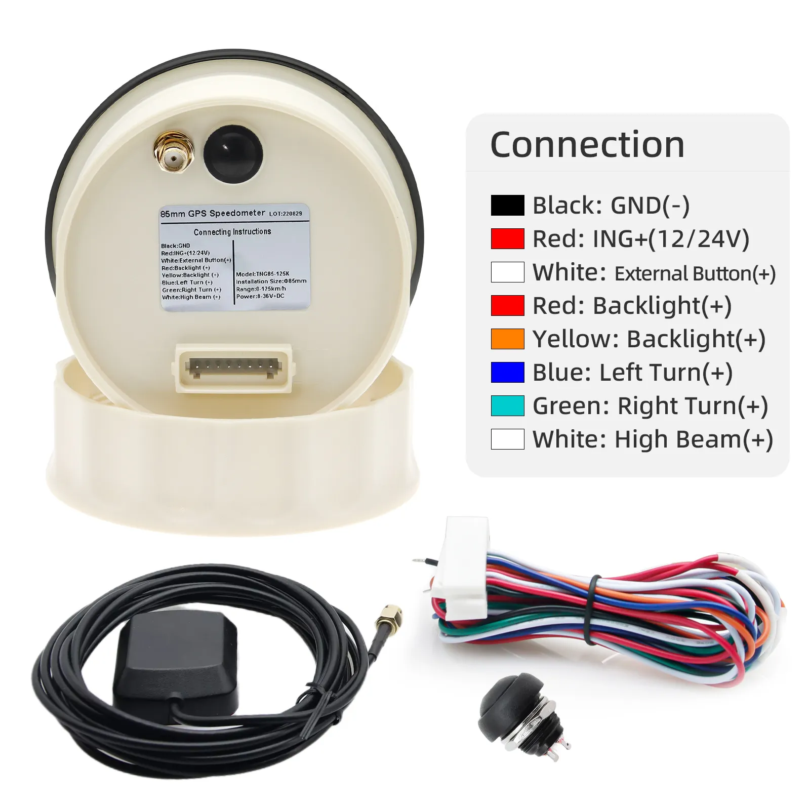 thumbnail image 2 of 85mm Digital GPS Speedometer - 0-120km/h - Stainless Steel Bezel For Car Boat Motorcycle 2 of 5